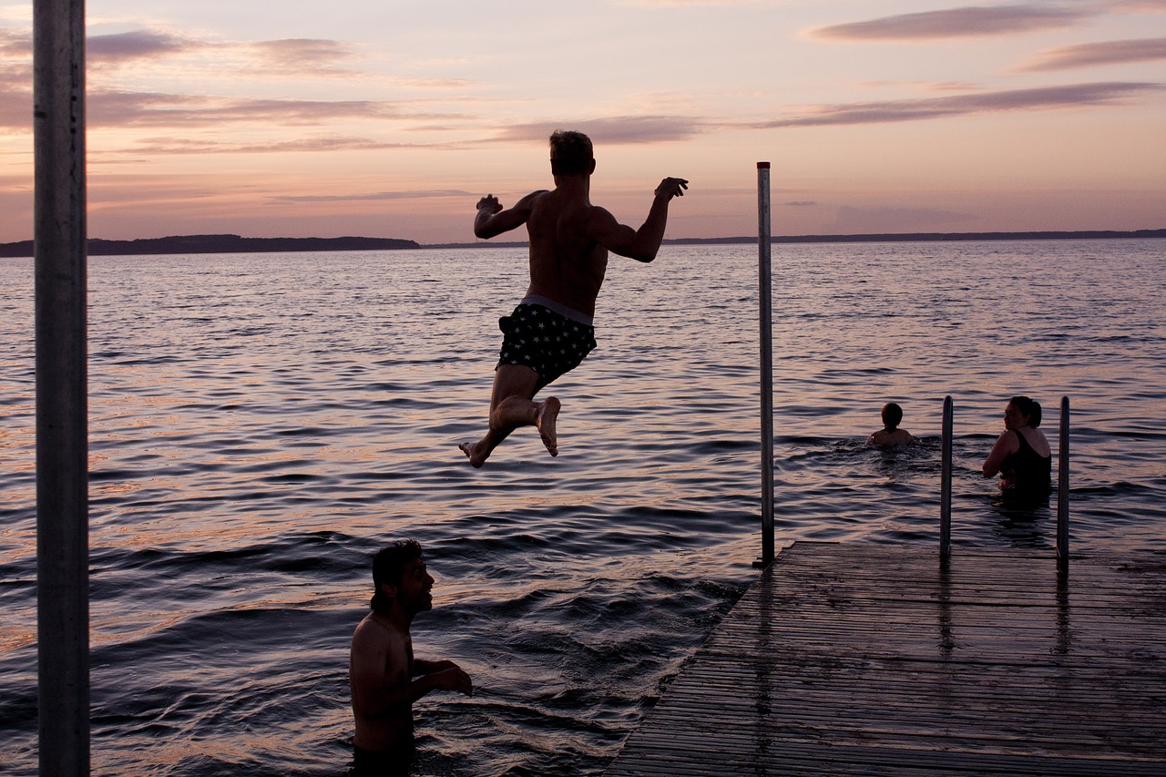 sunset beach fun free photo