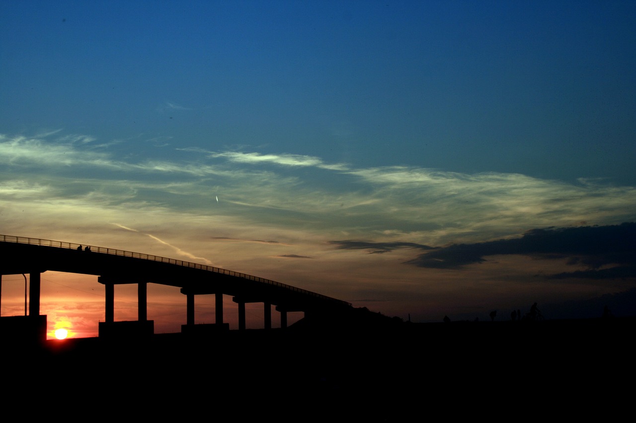 sunset bridge sun free photo