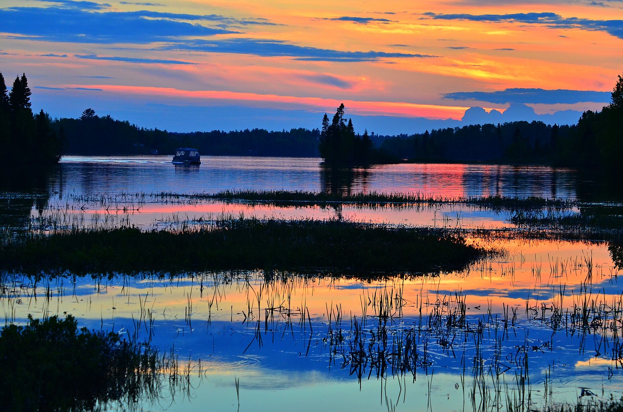 sunset lake evening free photo