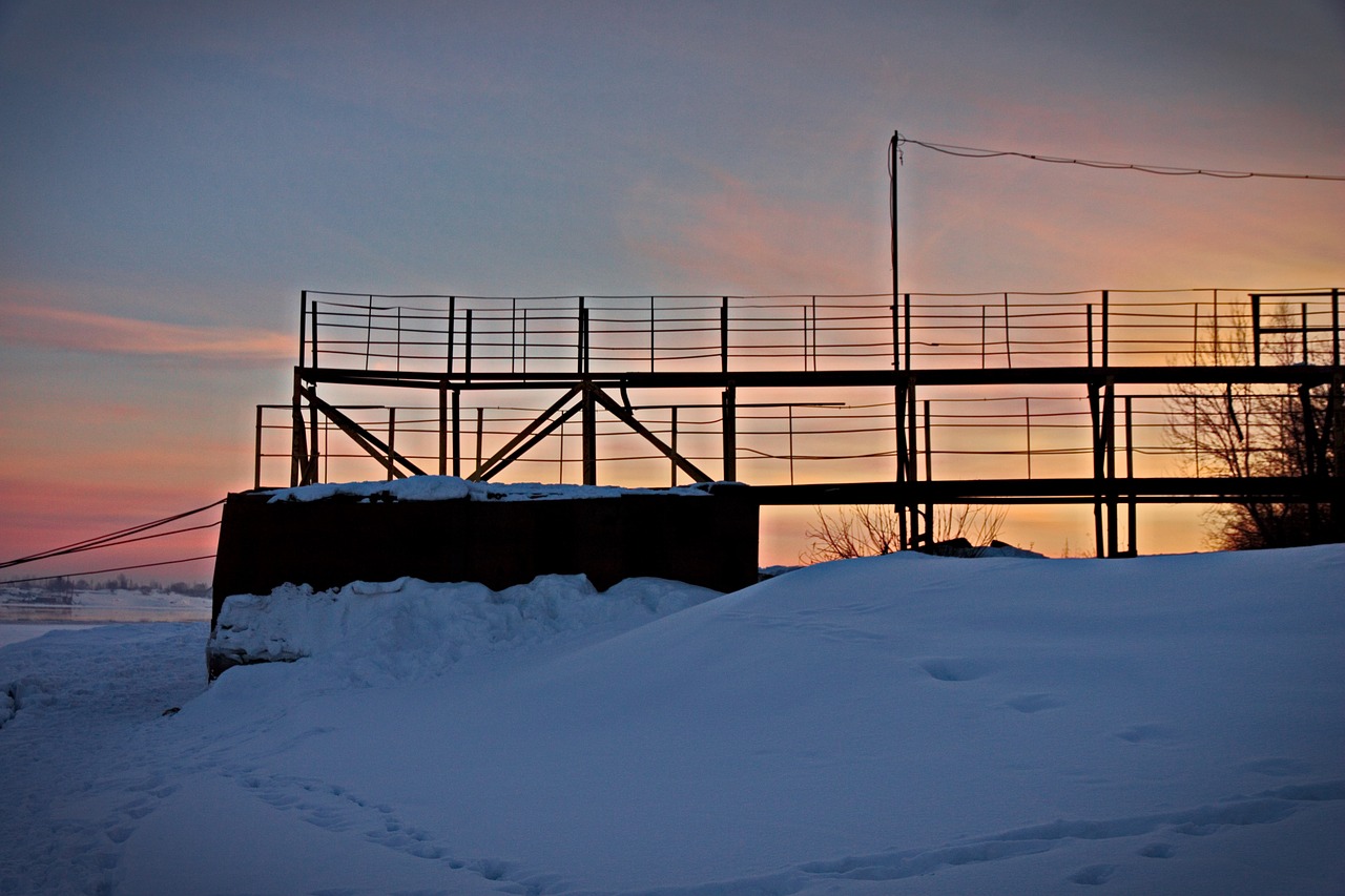 sunset winter bridge free photo