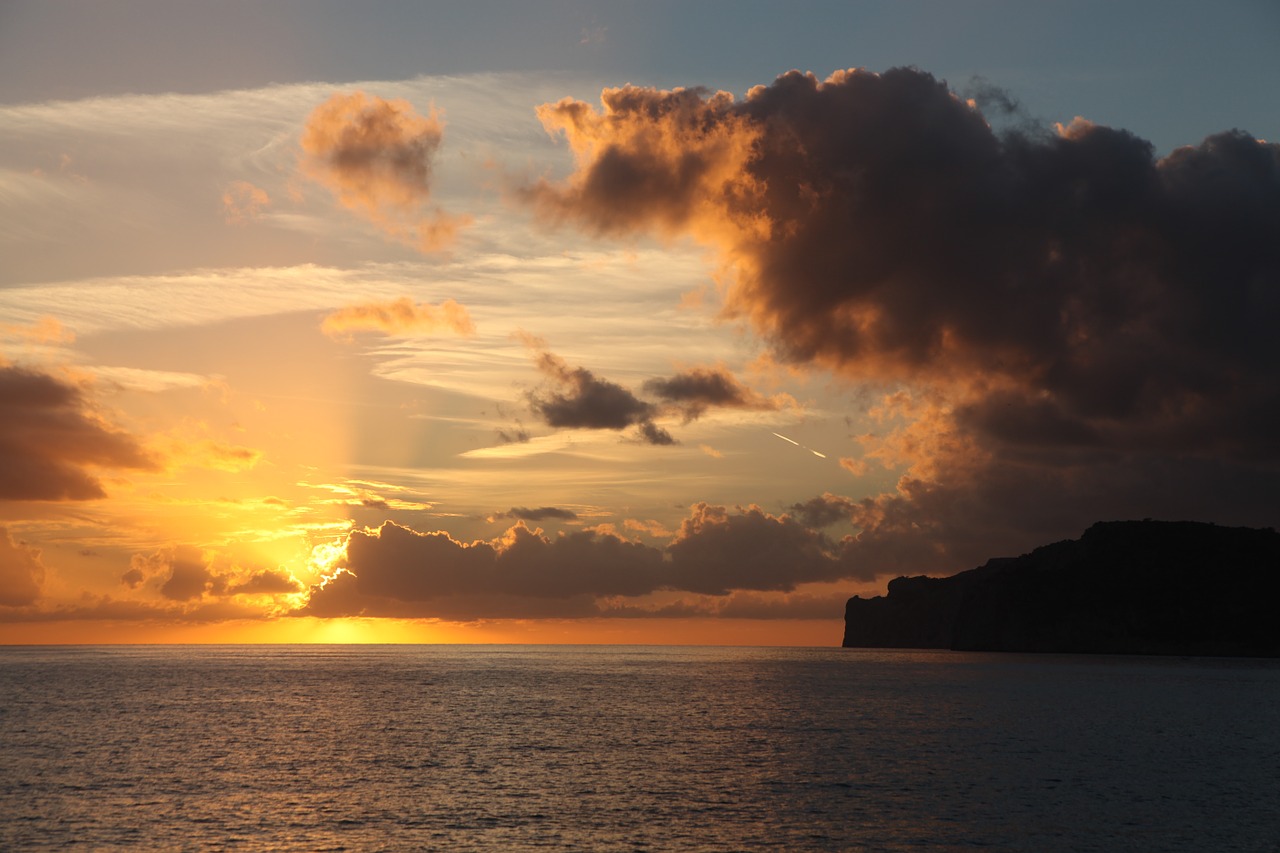 sunset evening sky sea free photo