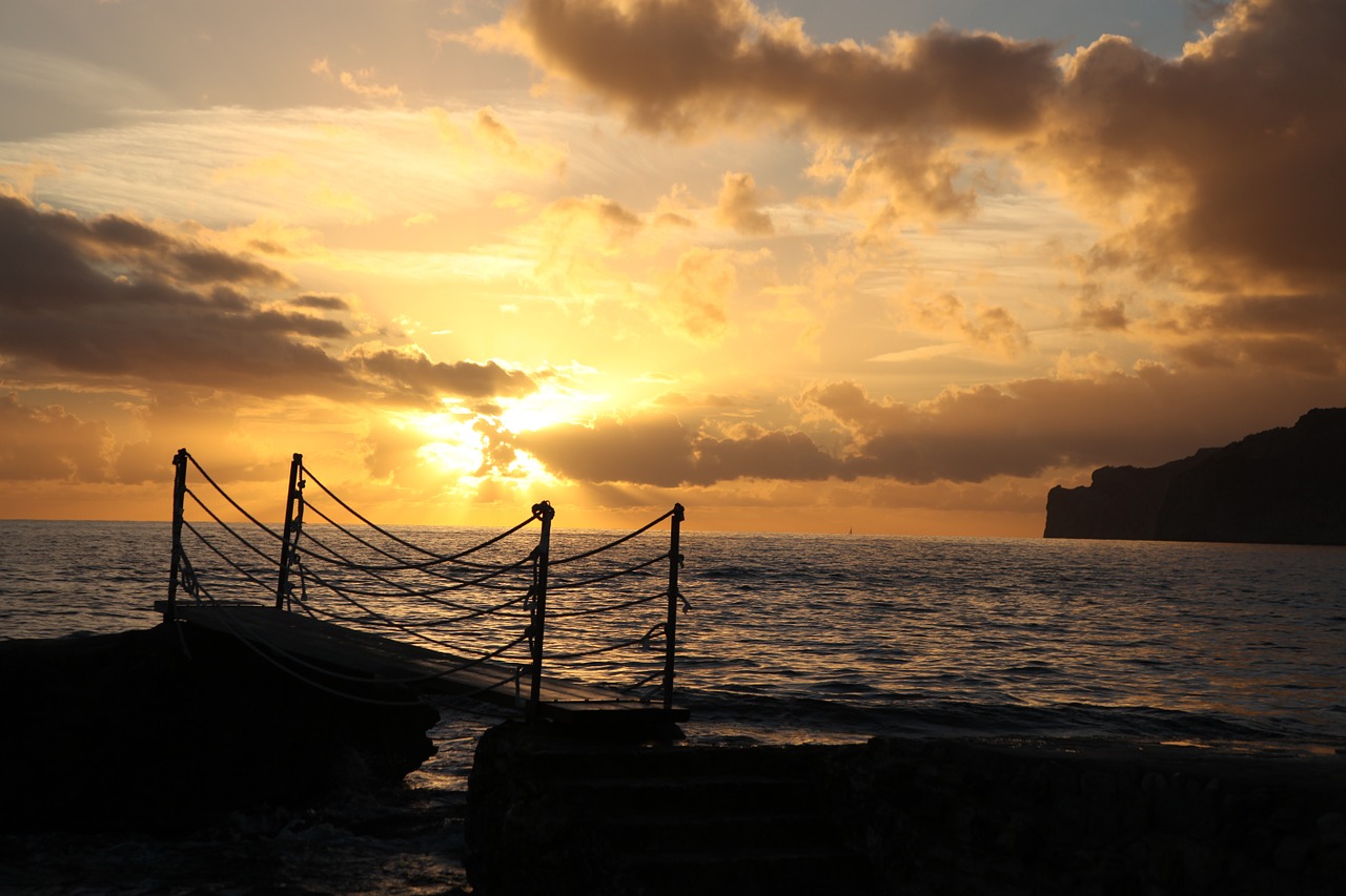 sunset mallorca sea free photo