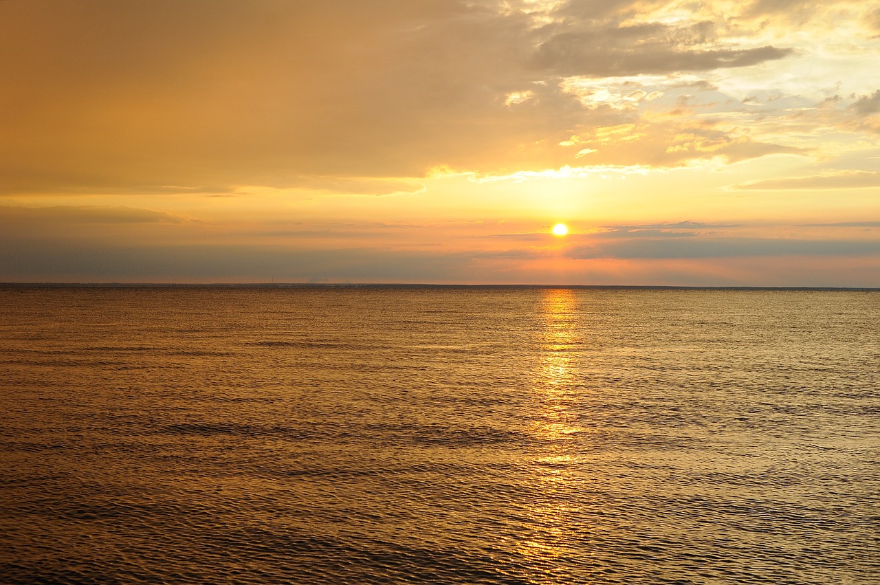 sunset sea reflection free photo
