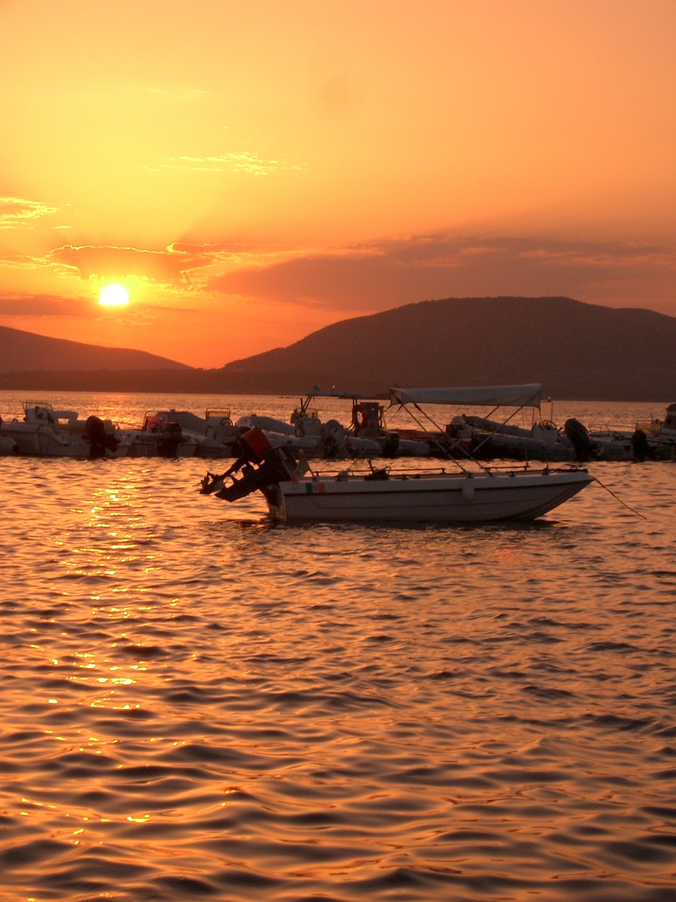 sunset sea boot free photo