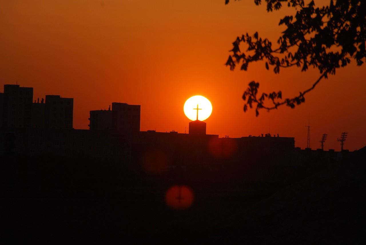 sunset cross church free photo