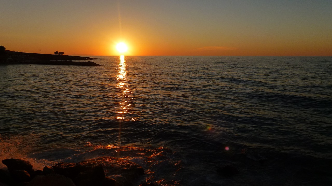 sunset sea bay free photo