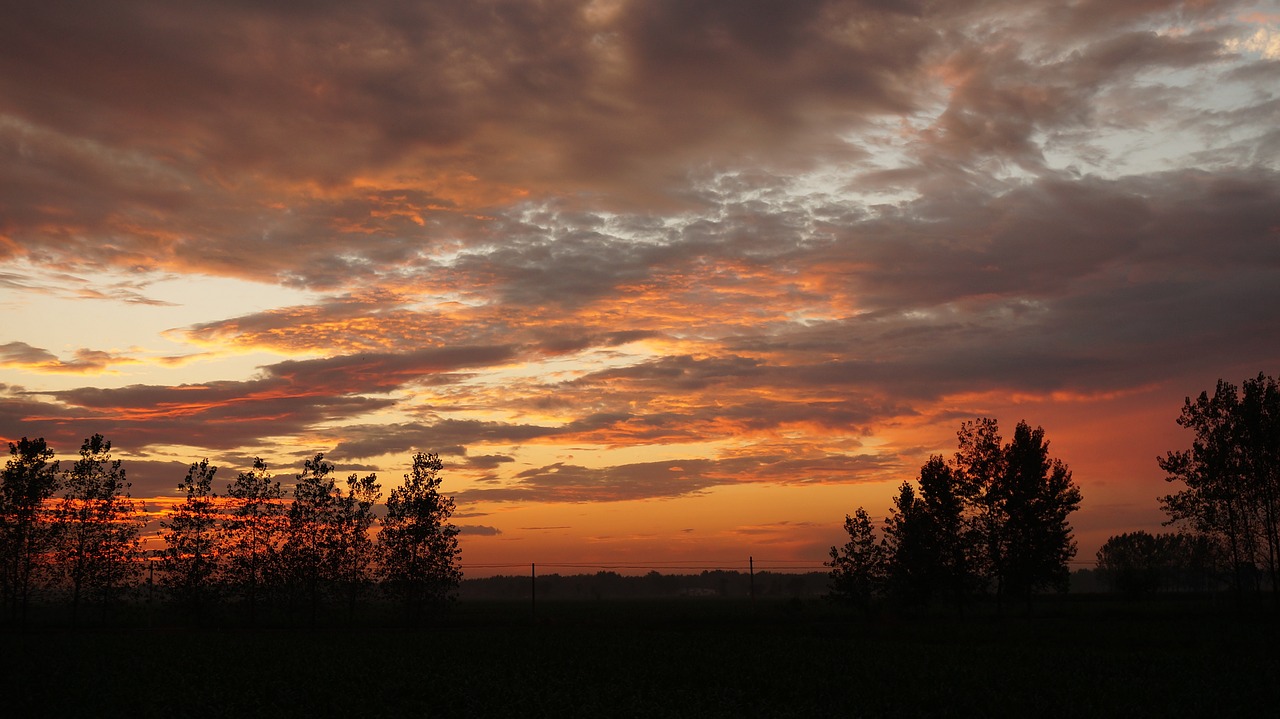 sunset burning clouds country free photo