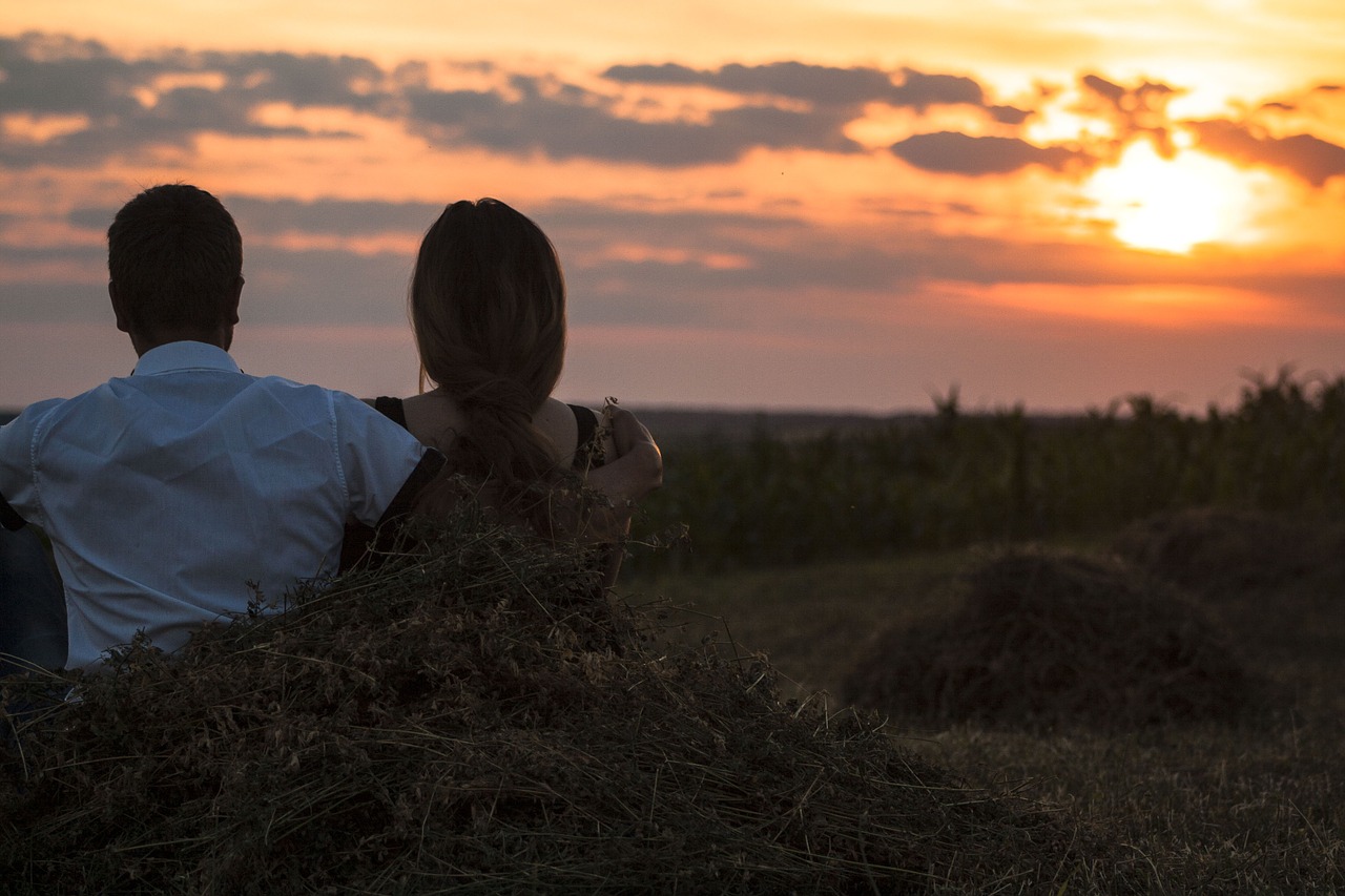 sunset couple love free photo