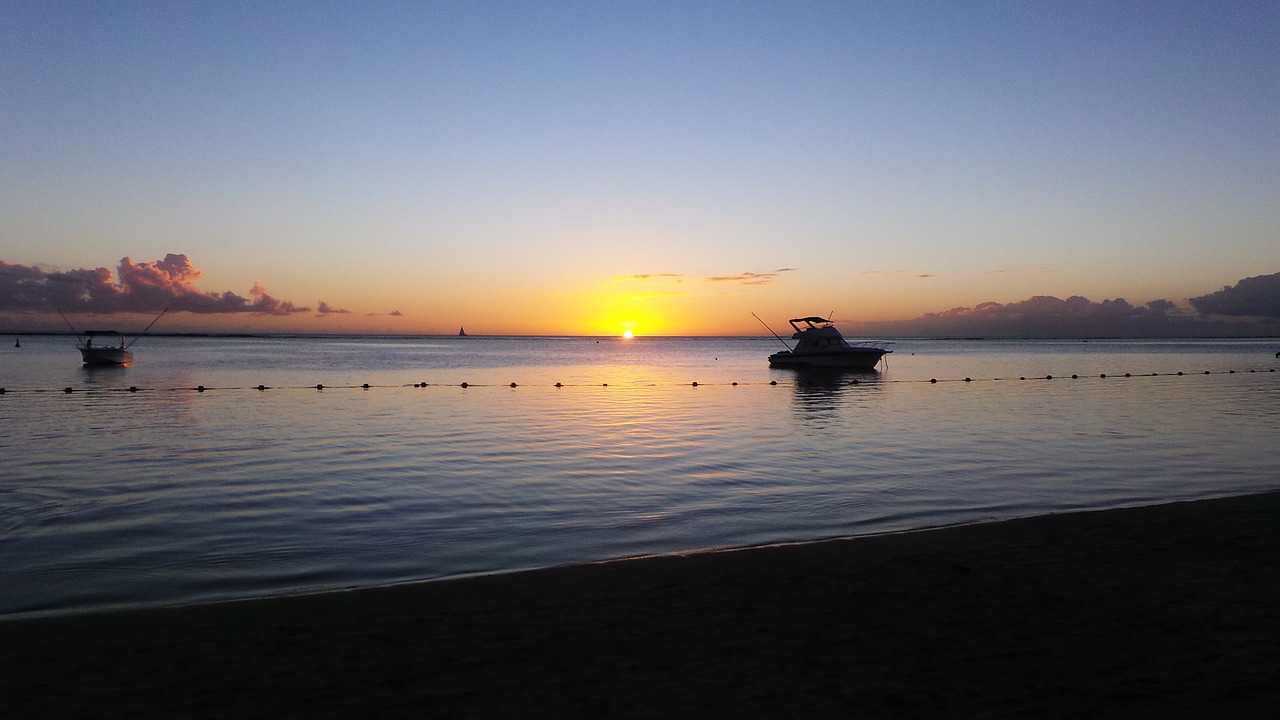 sunset boat water free photo