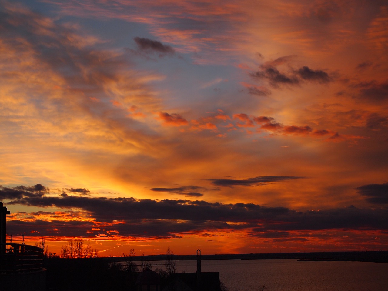 sunset red sky lake velence free photo