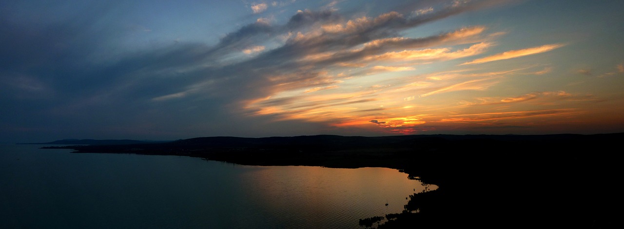 sunset lake balaton tihany free photo