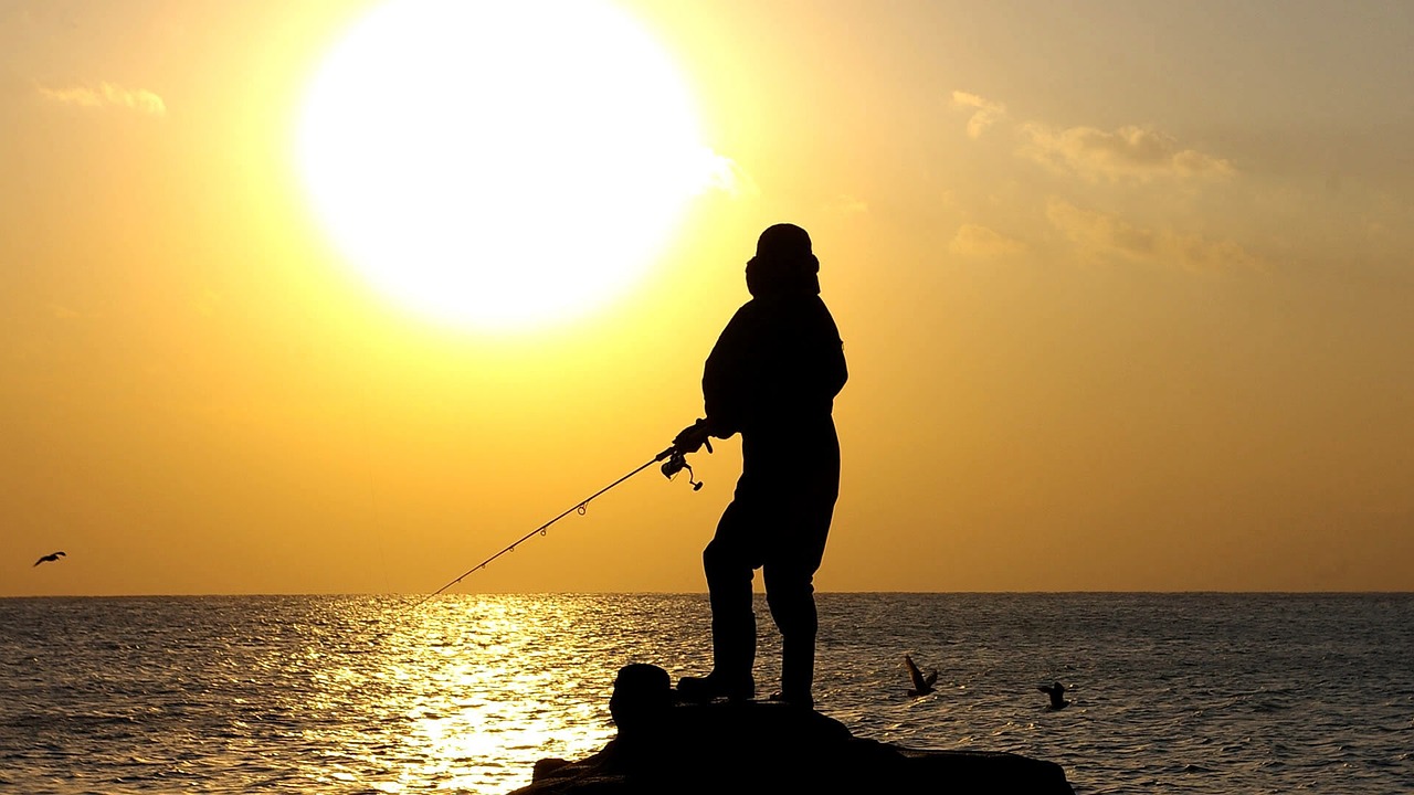 sunset angler lake free photo