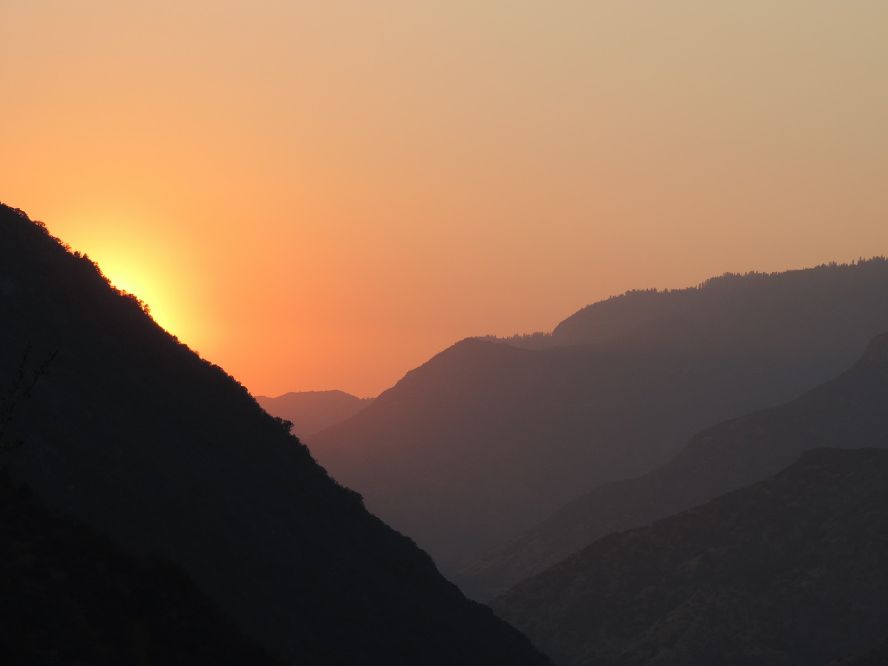 sunset mountains valley free photo