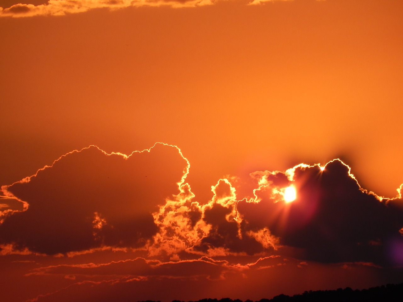 sunset orange clouds free photo