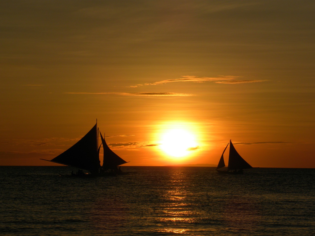 sunset sailing boats free photo