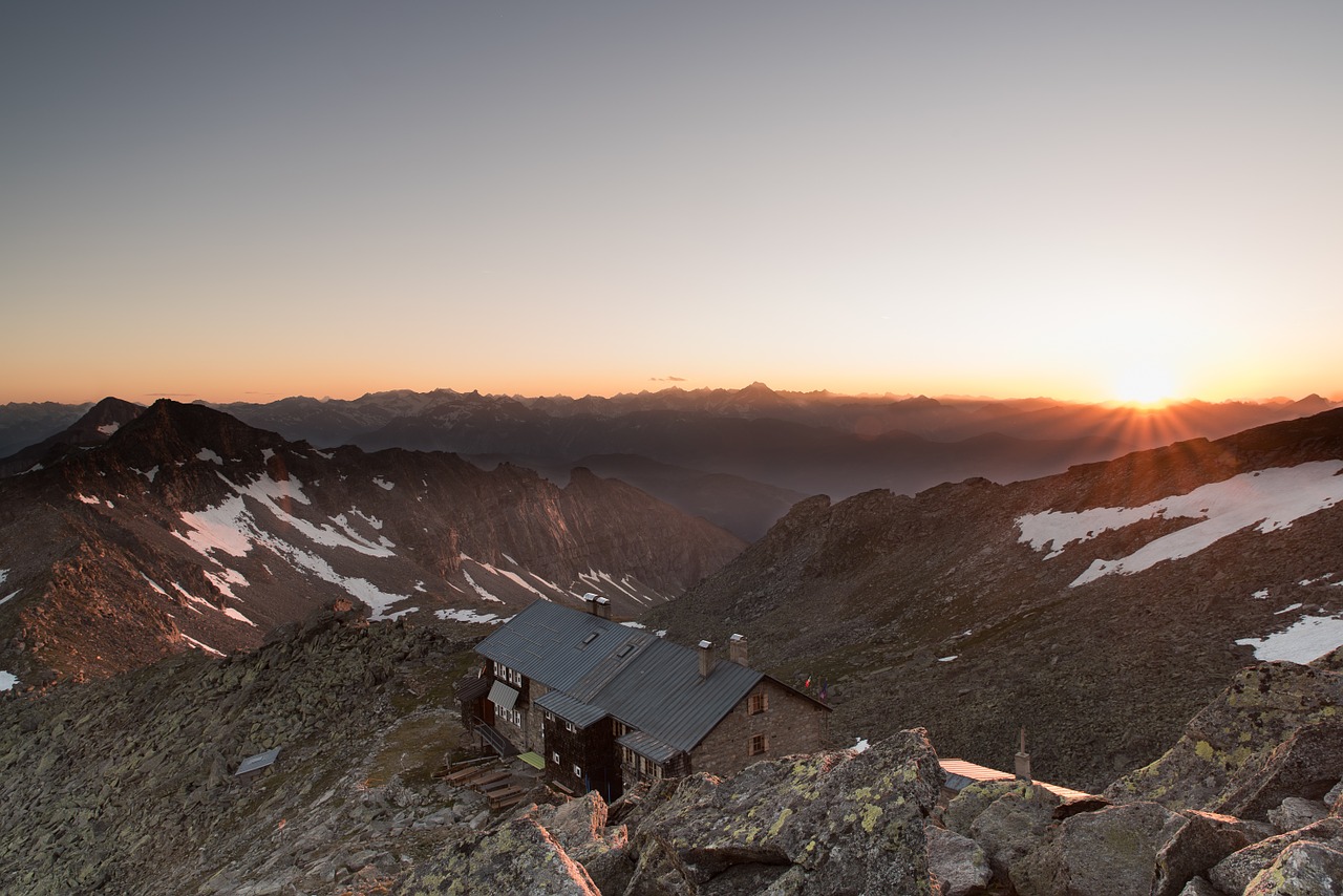 sunset mountain house free photo
