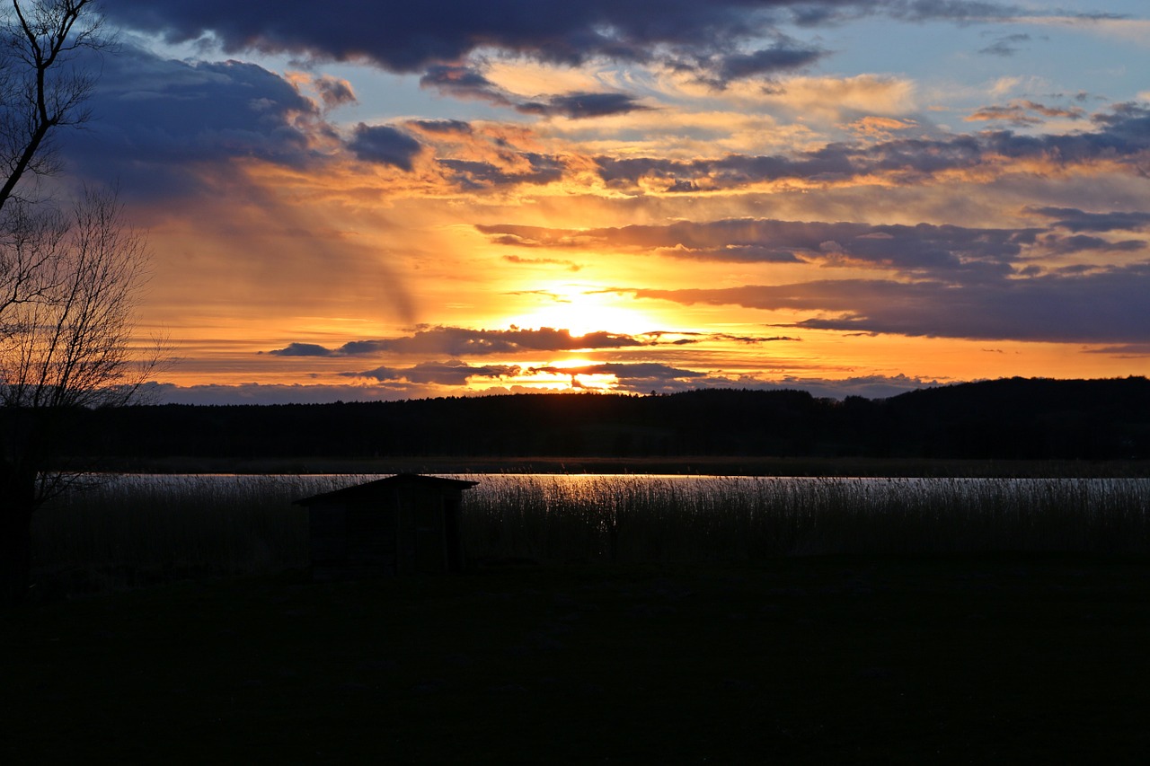 sunset lake abendstimmung free photo