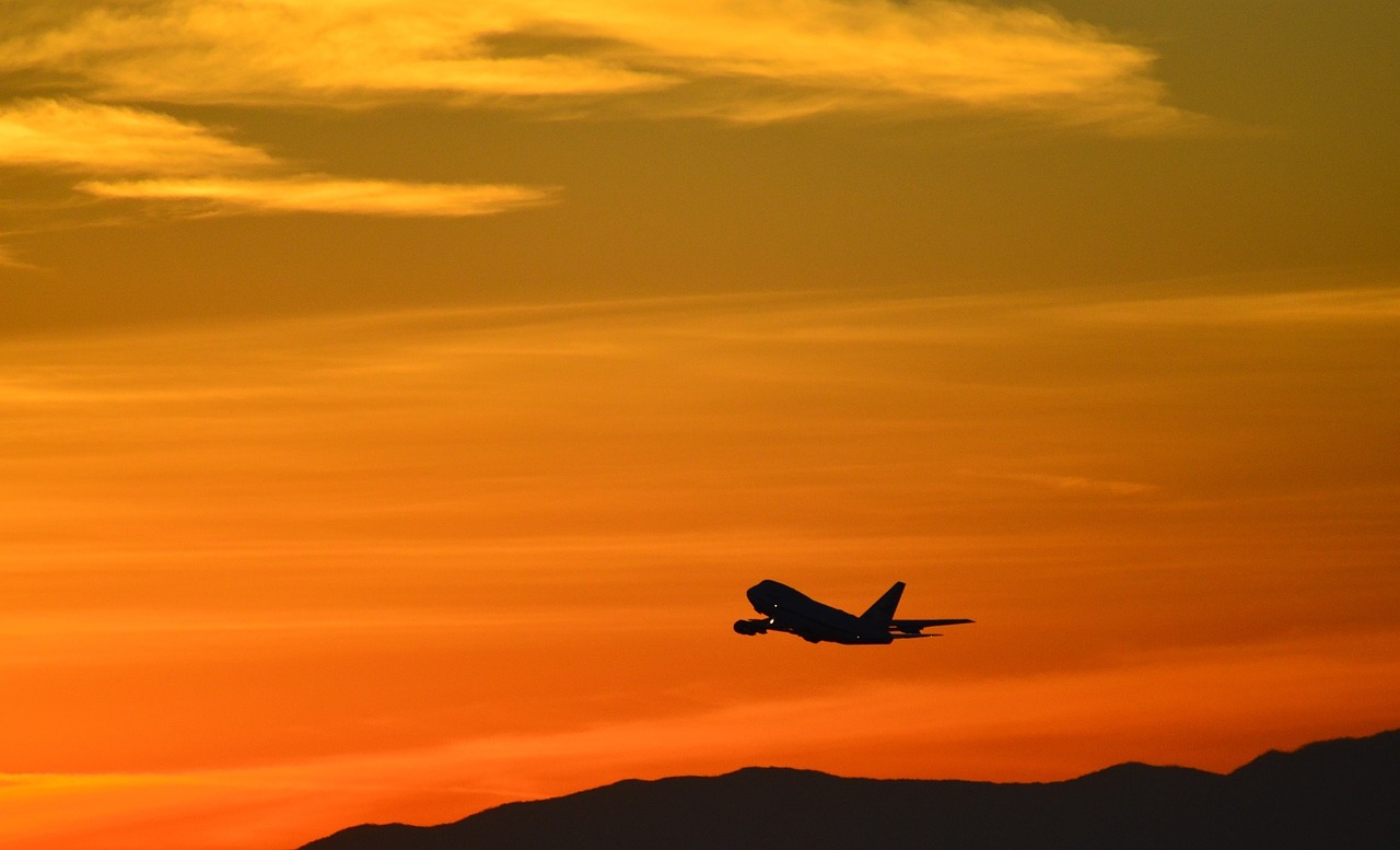 sunset airplane silhouette free photo