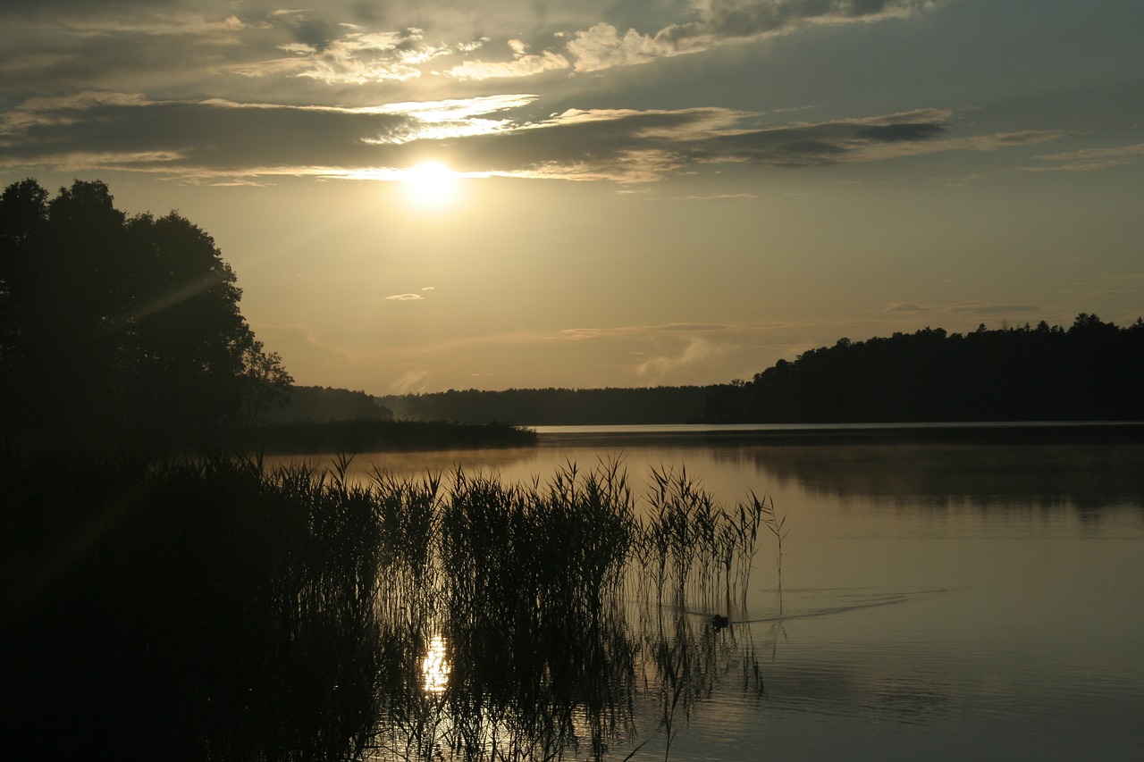 sunset lake nature free photo