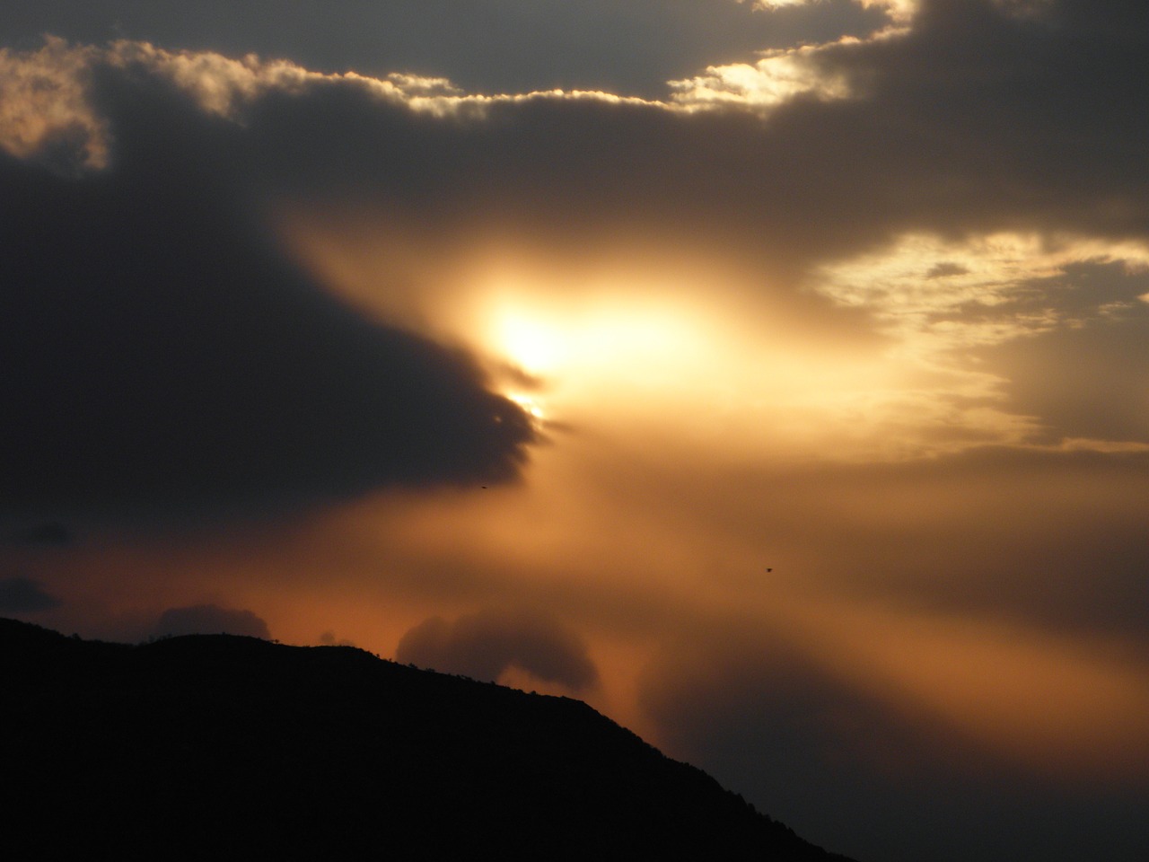 sunset clouds mountains free photo