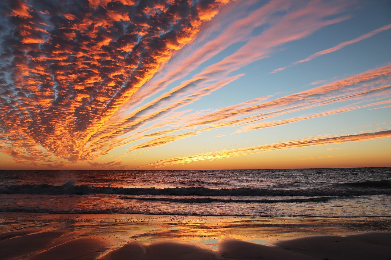 sunset beach ocean free photo