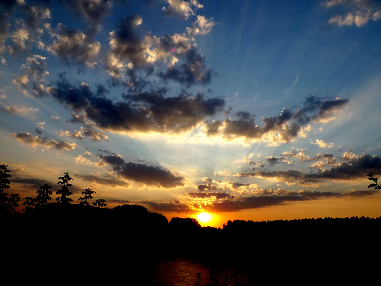 sunset water reflection free photo