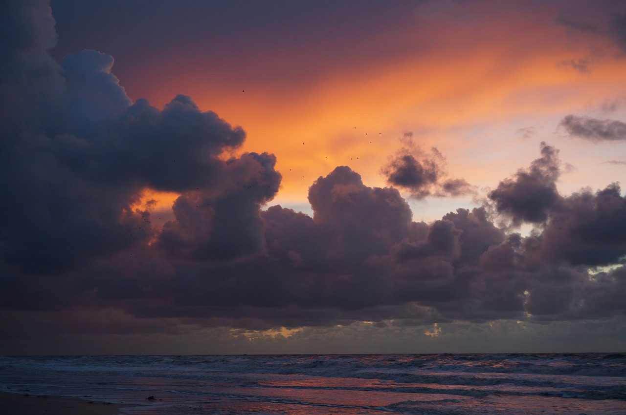 sunset clouds ocean free photo