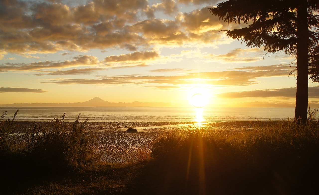 sunset mountain alaska cook's inlet free photo