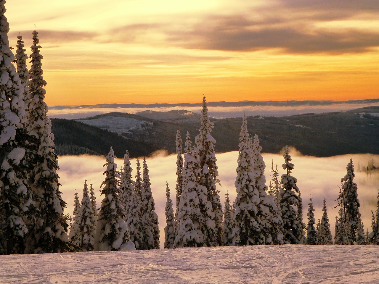 sunset clouds mountain top free photo