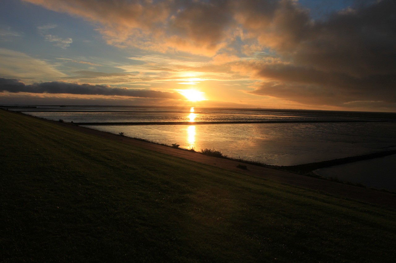 sunset north sea background free photo