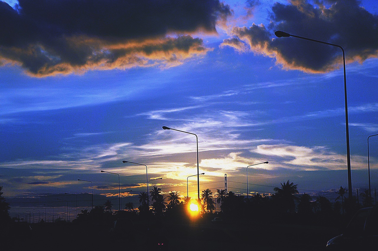 sunset sky azure free photo