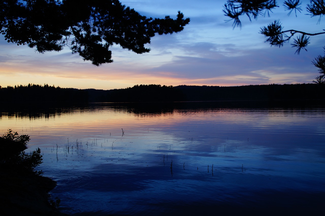 sunset sweden lake free photo