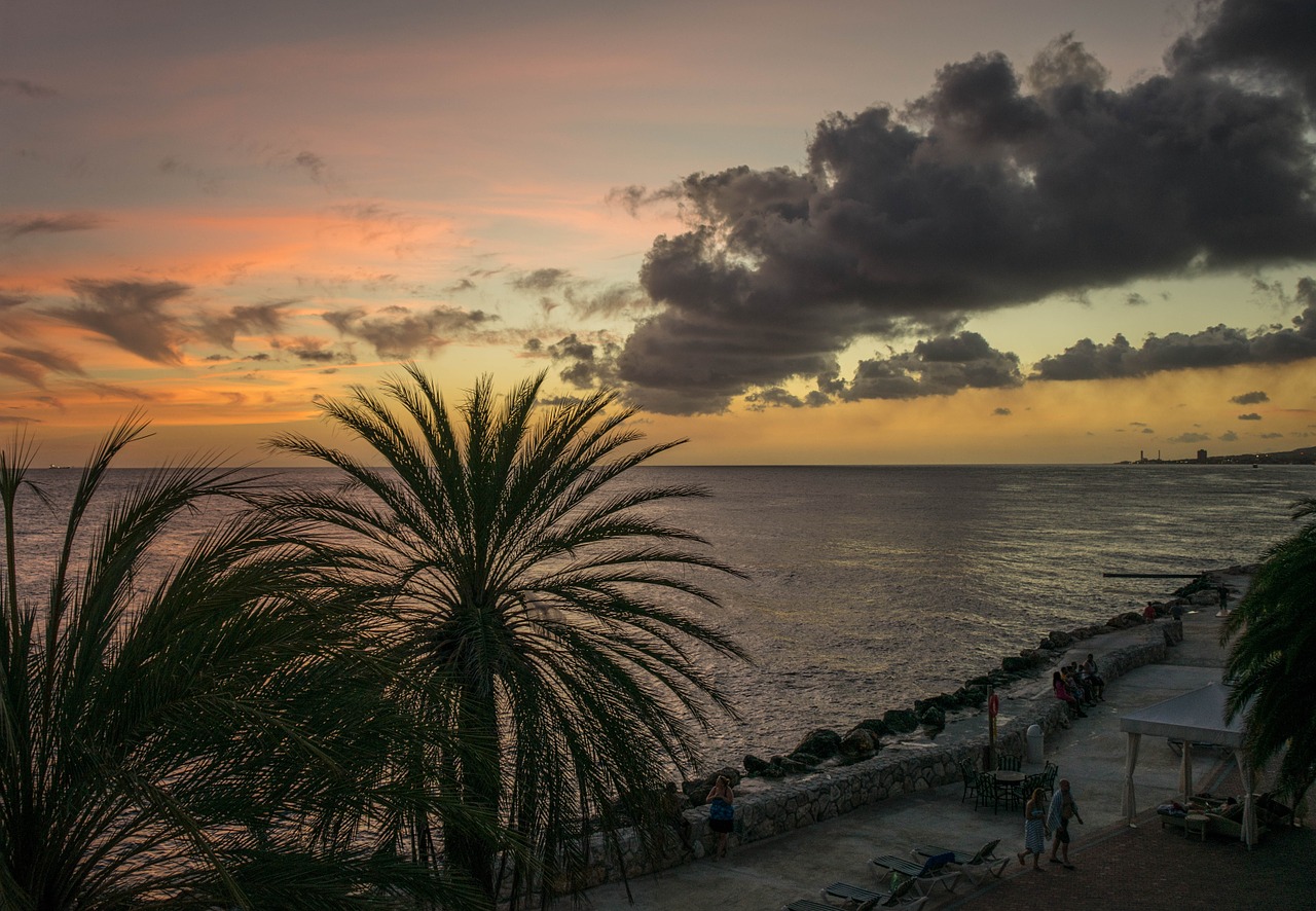 sunset caribbean curacao free photo