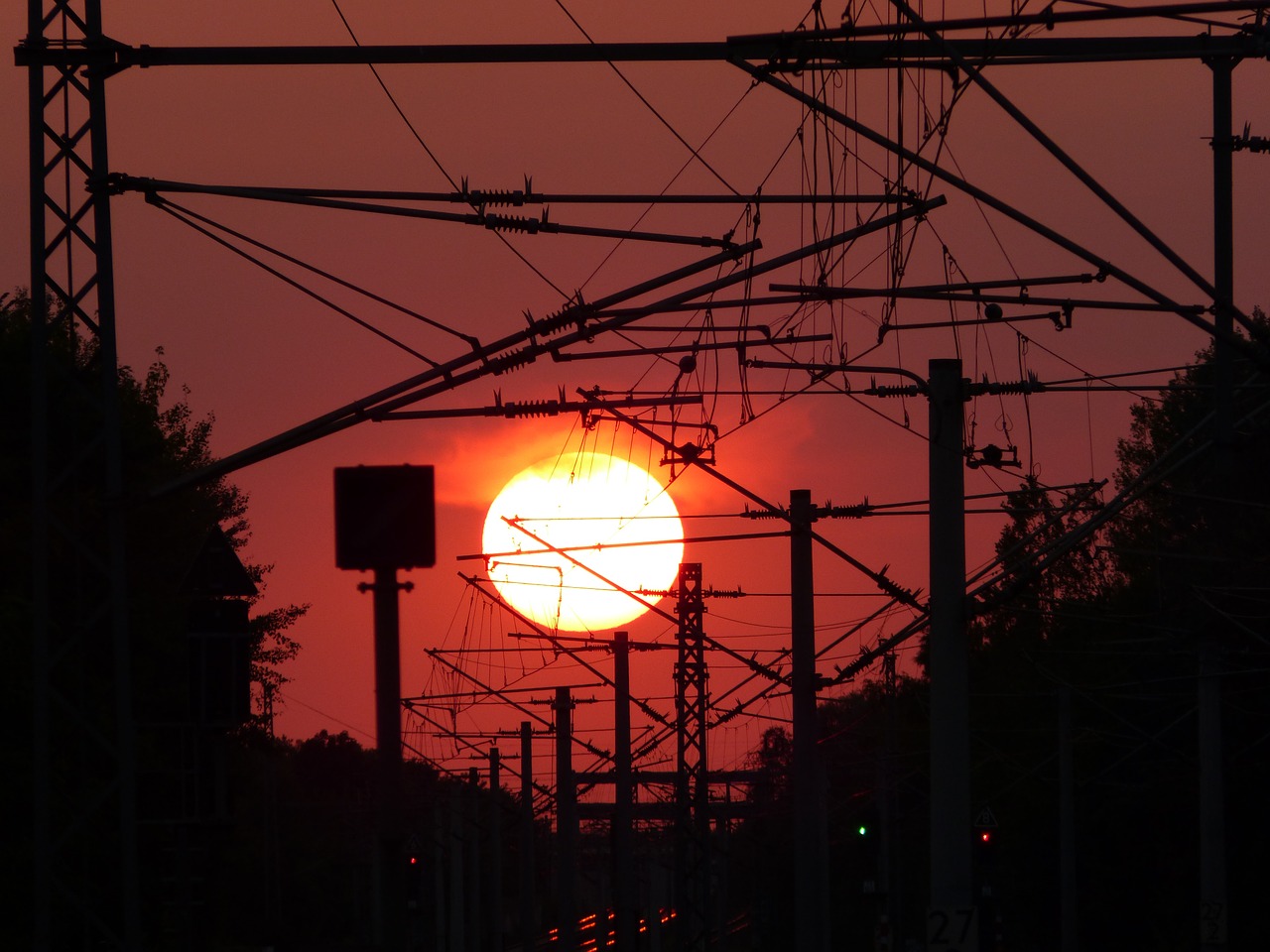 sunset city railway station free photo