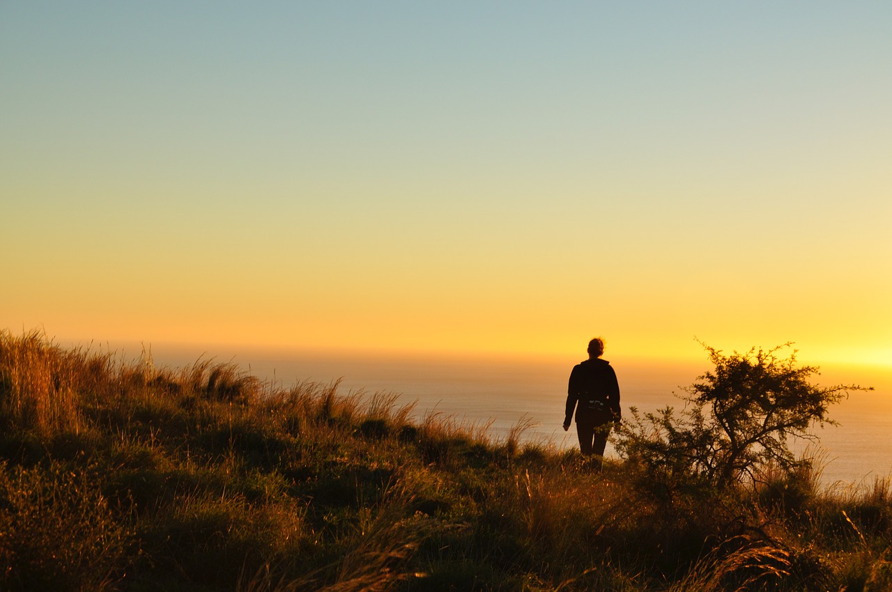 sunset sky girl free photo