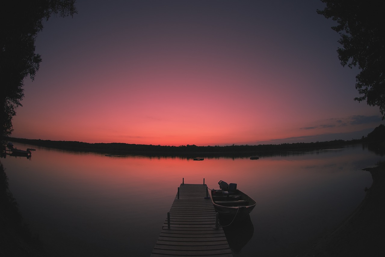 sunset dusk lake free photo