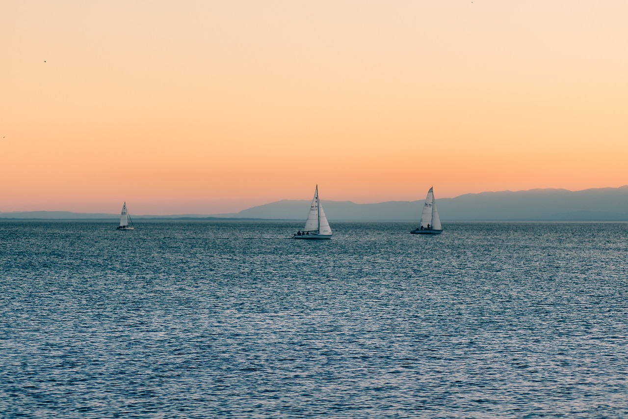 sunset sky sailboats free photo