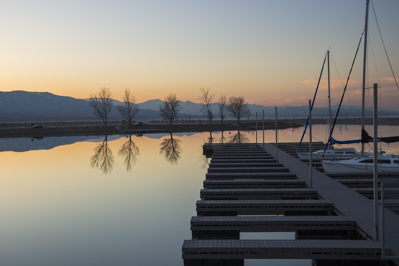 sunset dusk docks free photo