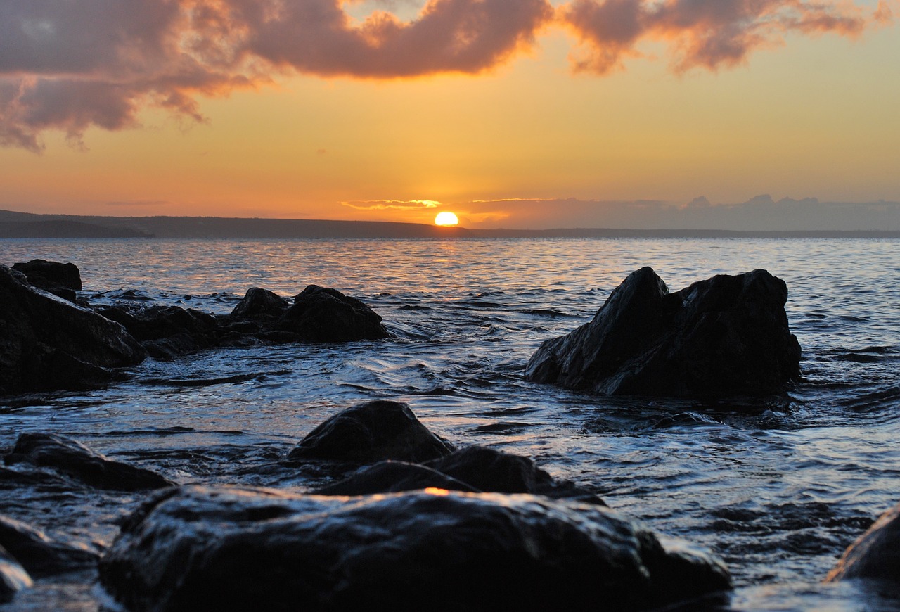 sunset dusk ocean free photo