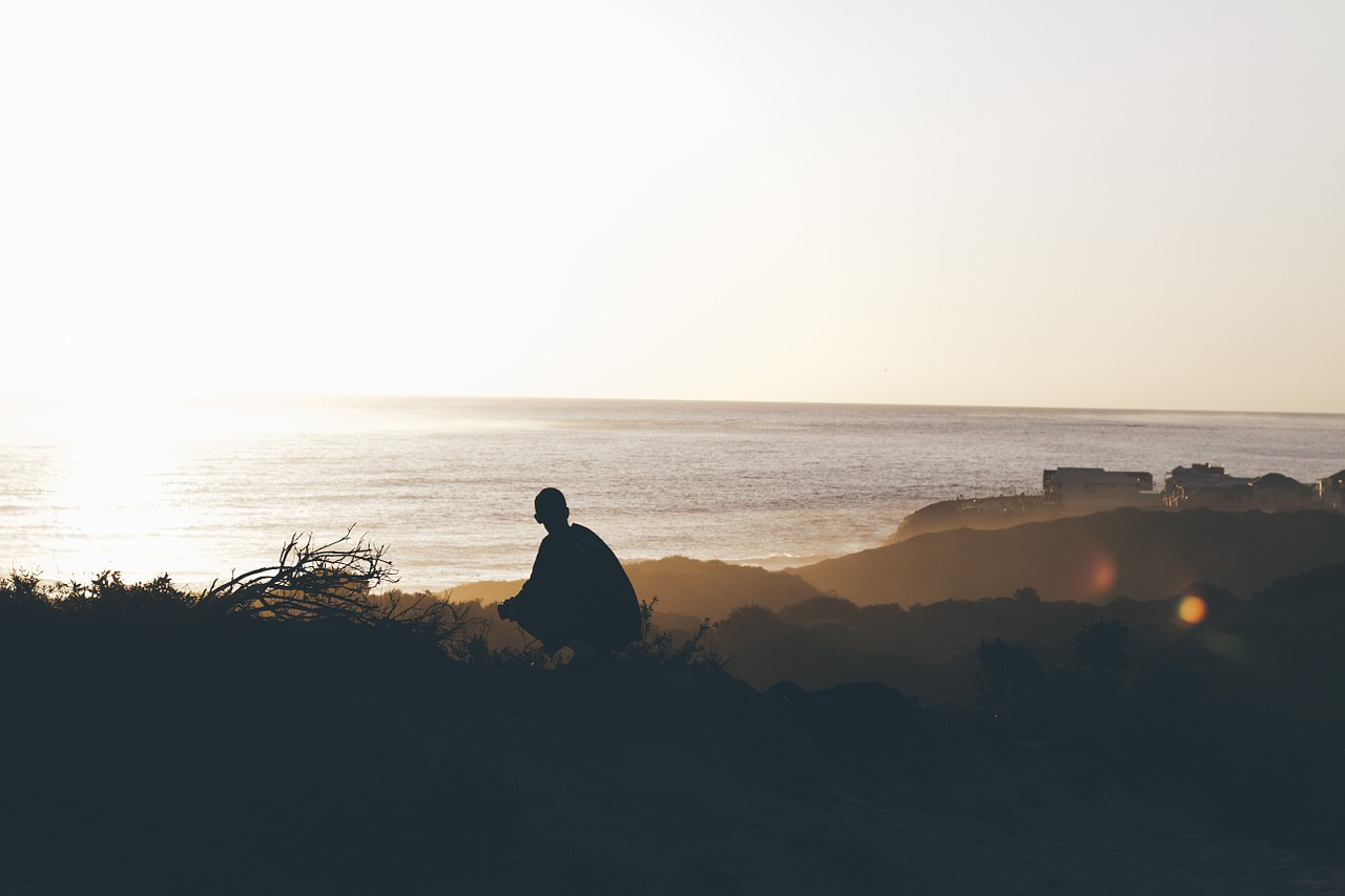 sunset silhouette coast free photo