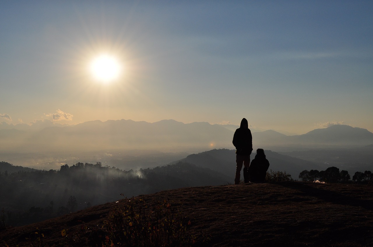 sunset people silhouette free photo