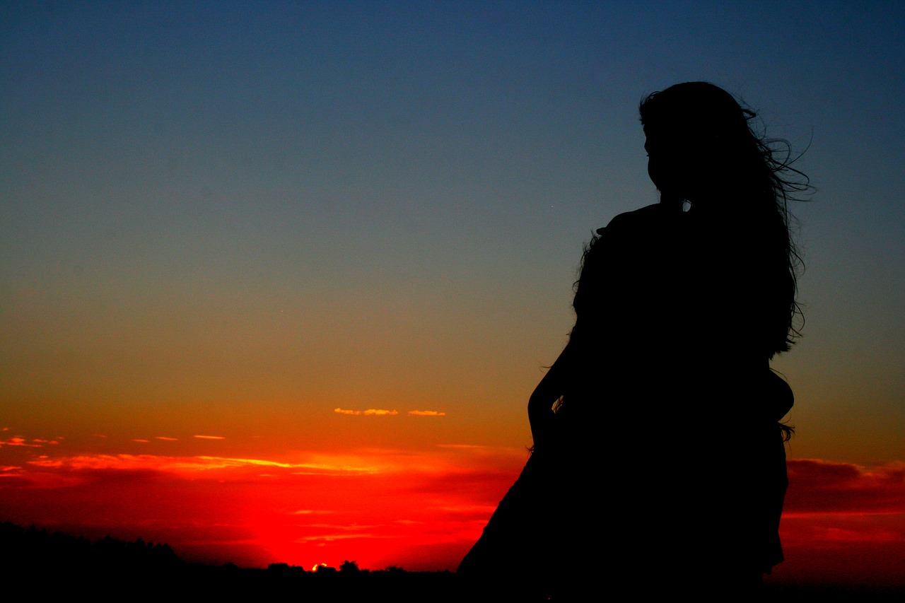 sunset girl shadow free photo