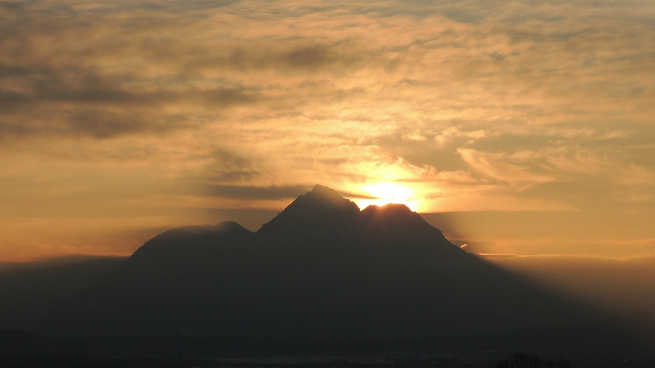 sunset mountain sky free photo