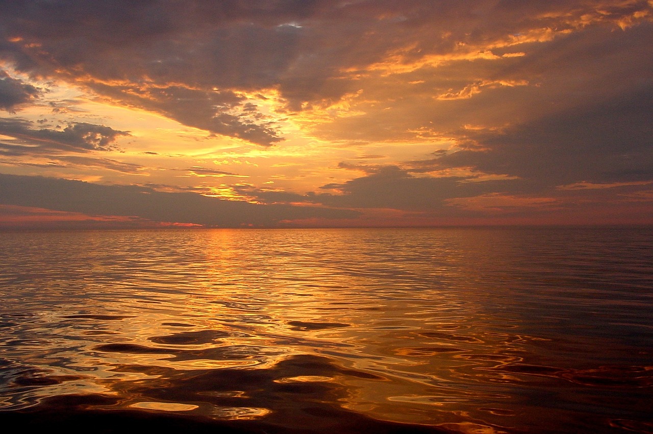 sunset seascape twilight free photo