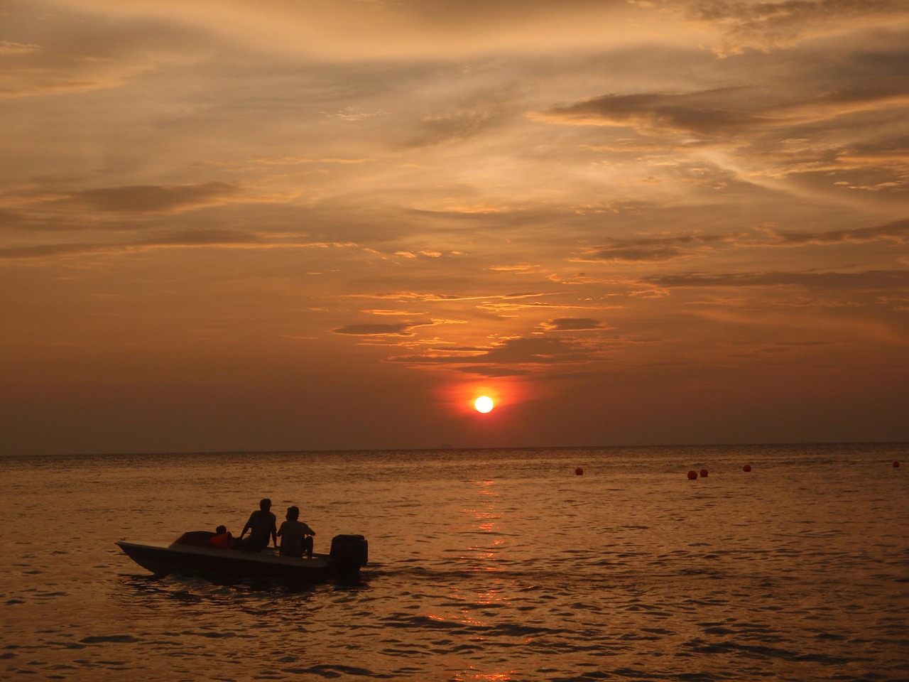 sunset boat fisherman free photo