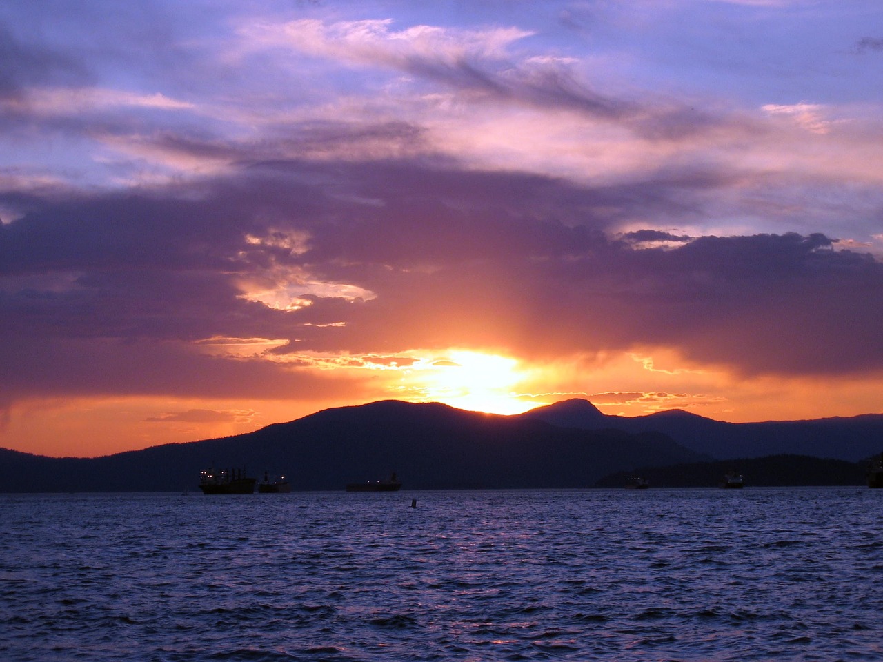 sunset vancouver sea free photo