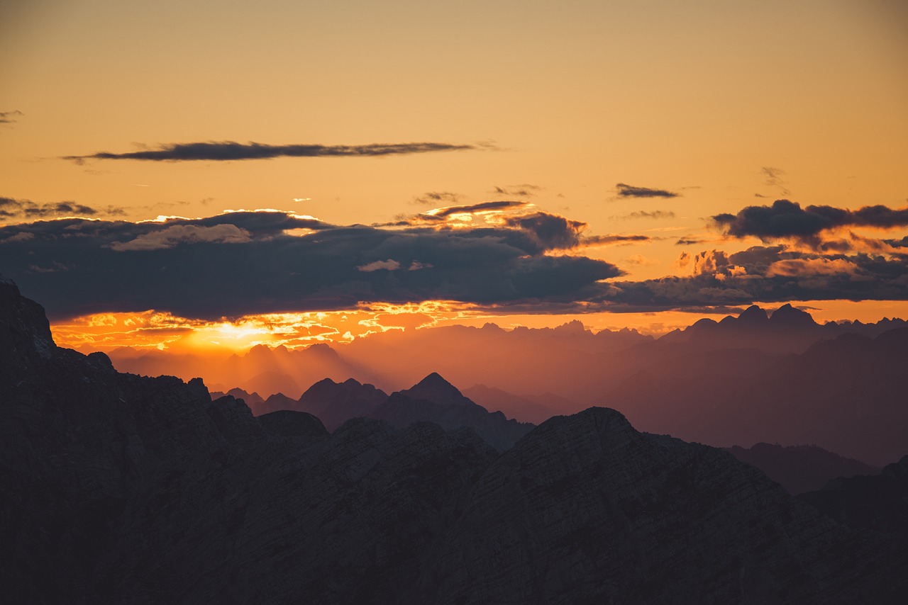 sunset mountains range free photo