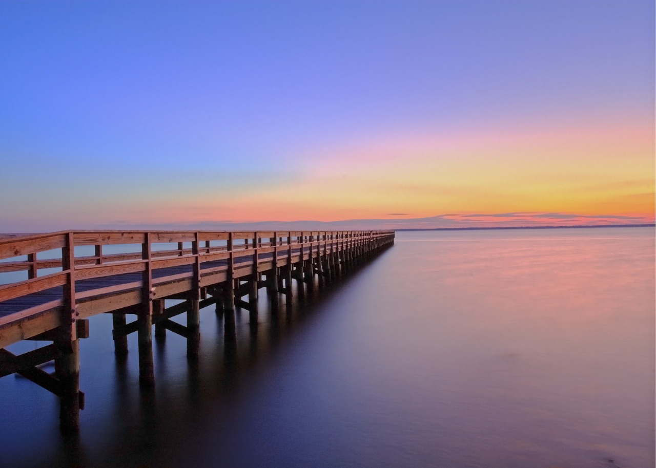 sunset pier jetty free photo