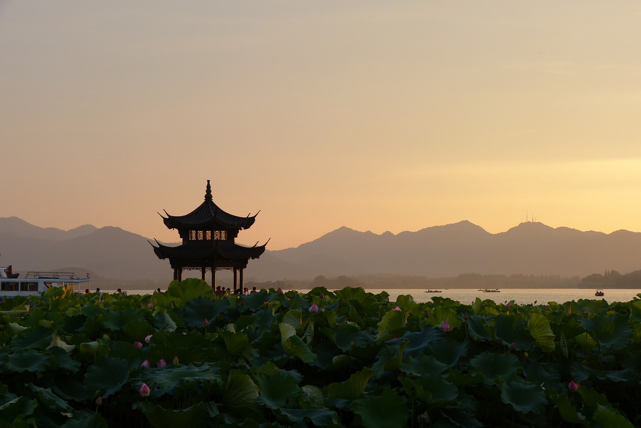 sunset china pagoda free photo