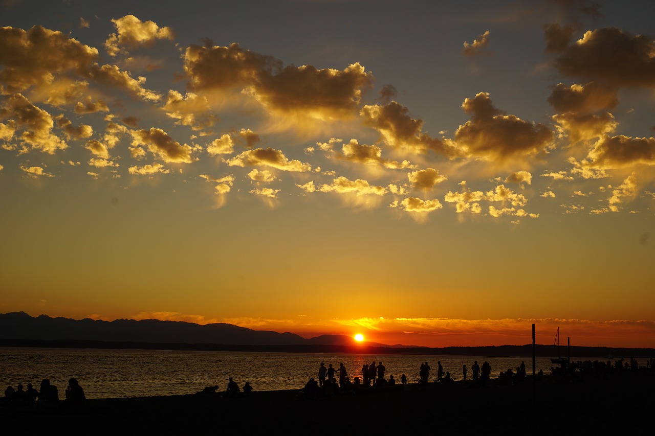 sunset seattle beach sunset free photo